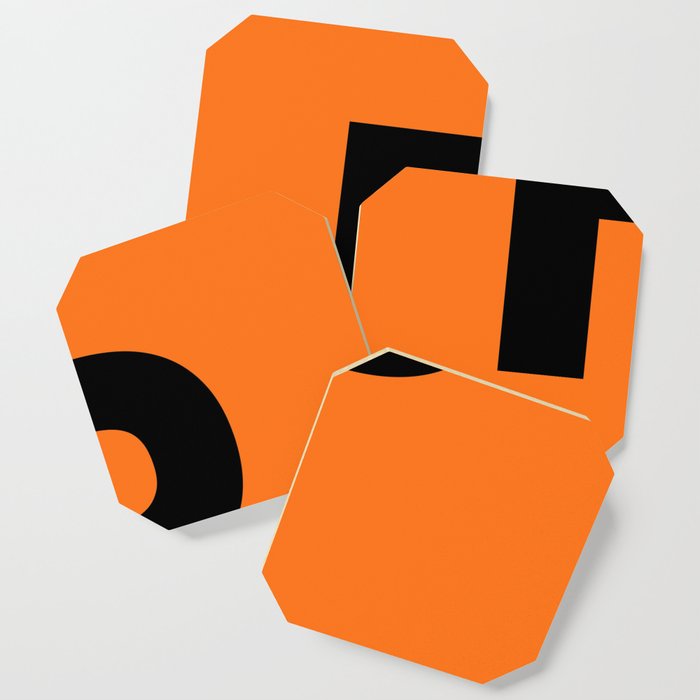 Letter P (Black & Orange) Coaster