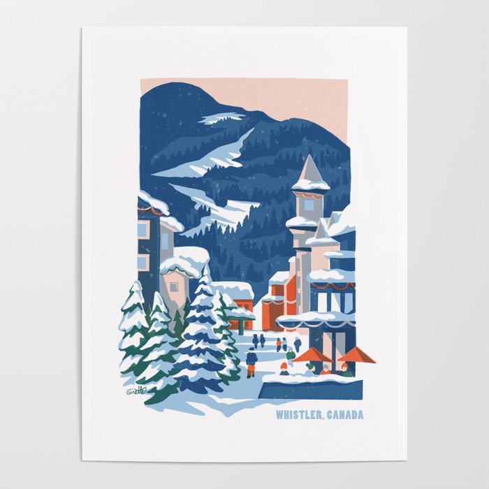 Whistler village in the snow Poster