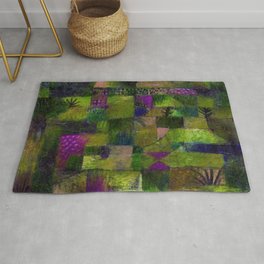 Terraced garden tropical floral gold and amethyst Mediterranean abstract landscape painting by Paul Klee Area & Throw Rug