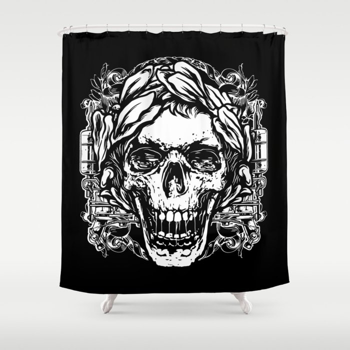 Skull Tattoo Illustration Shower Curtain