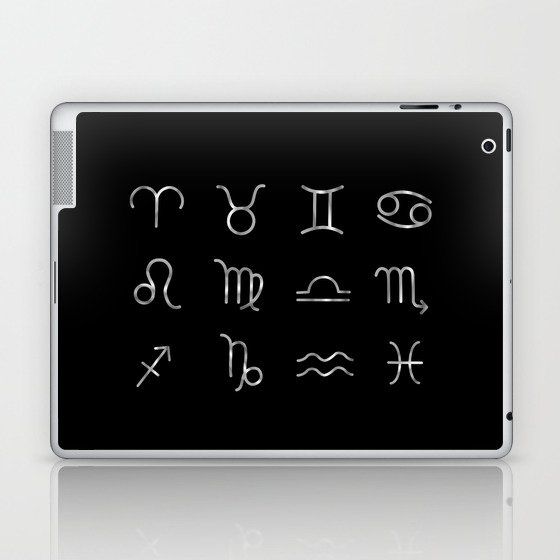 Zodiac constellations symbols in silver Laptop & iPad Skin