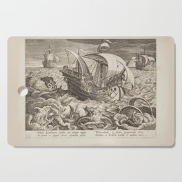 Medieval ship and monsters Cutting Board