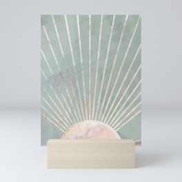 Boho Green Metallic Sun Rays Mini Art Print