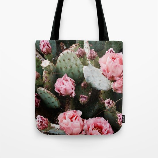 PINK CACTUS FLOWER ABSTRACT CLUSTER PATTERN Tote Bag