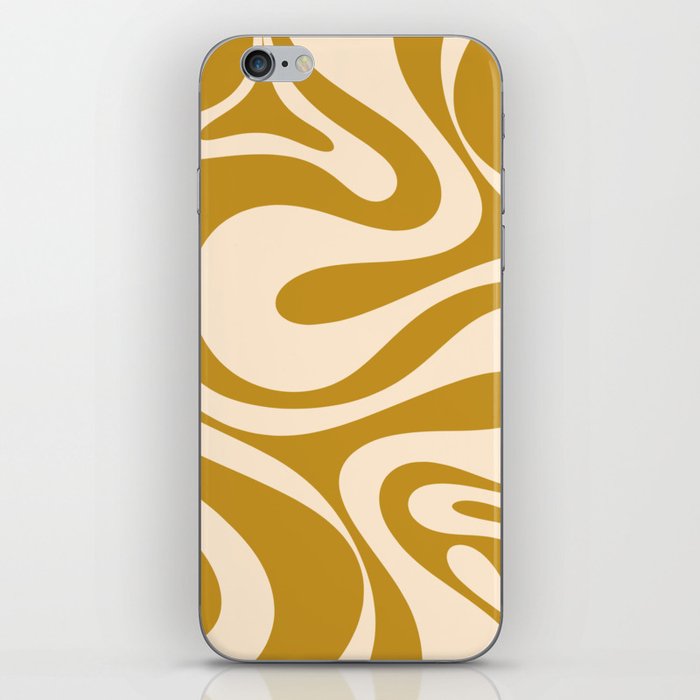 Mod Swirl Retro Abstract Pattern in Mustard and Cream iPhone Skin