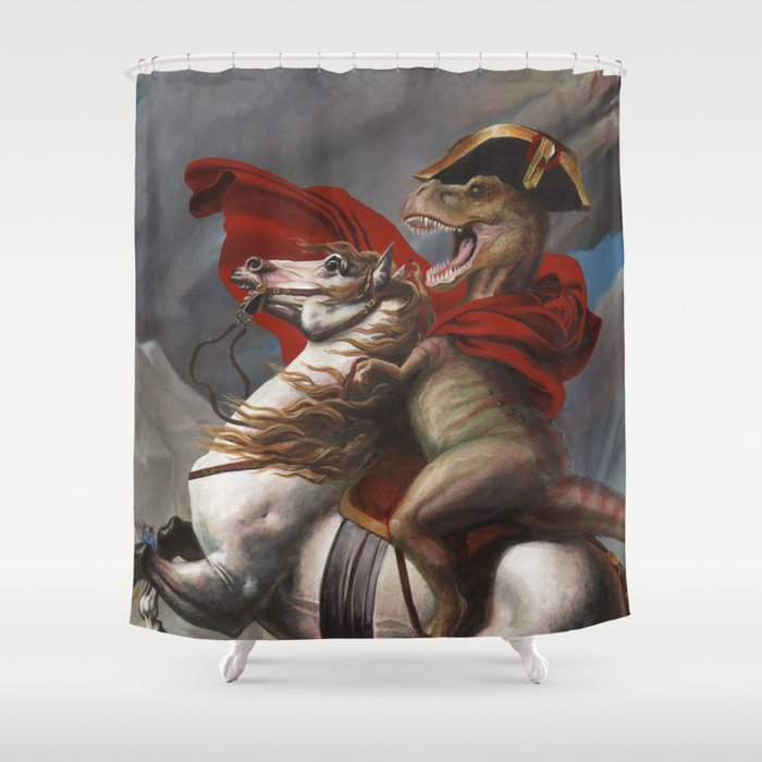 T. Rex Crossing the Alps Shower Curtain