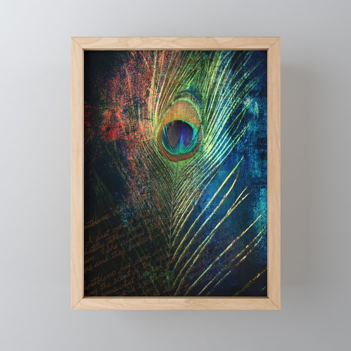 peacock feather Framed Mini Art Print