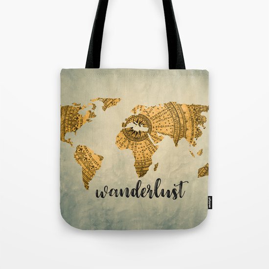 Wanderlust Vintage World Map Tote Bag
