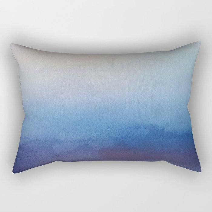 Ocean Mist - Abstract Watercolor Painting Blue and White Rectangular Pillow