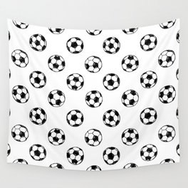 Soccer balls doodle pattern. Digital Illustration Background Wall Tapestry