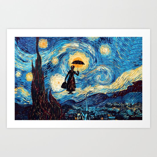 mary poppins Starry Night oil painting iPhone 4 4s 5 5c 6, pillow case, mugs and tshirt Art Print