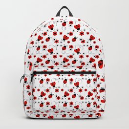 Red Ladybug Floral Pattern Backpack