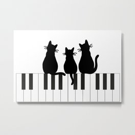 Three black Cats Piano Music Metal Print