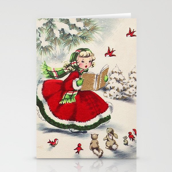 Vintage Christmas Girl Stationery Cards