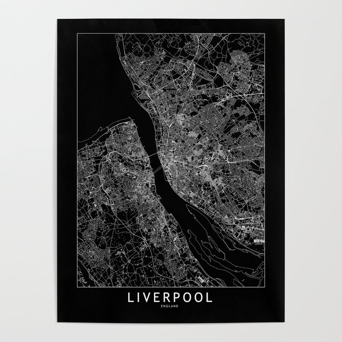 Liverpool Black Map Poster