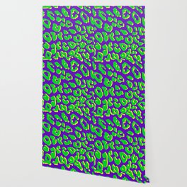 Leopard Print Green Purple Yellow Wallpaper