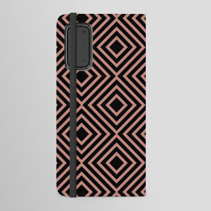 Black and Pink Minimal Square Line Art Pattern Pairs DE 2022 Trending Color Rose de Mai DET432 Android Wallet Case