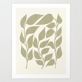 Sage Green Leaves - Botanical Sage Green Decor Art Print