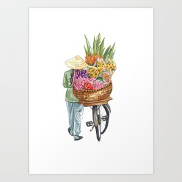 Vietnamese Floral Bicycle Art Print