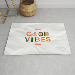 Good Vibes paper collage. Summer gifts. Area & Throw Rug
