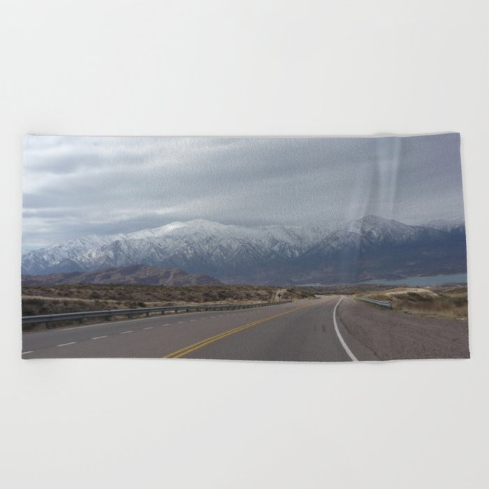 Argentina Photography - Road Going Beside Big Mountains Beach Towel