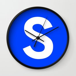 Letter S (White & Blue) Wall Clock