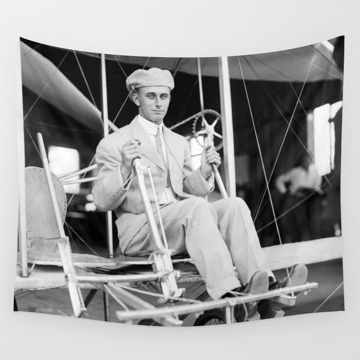 Harry Atwood Sitting In Wright Brothers Plane - Circa 1911 Wall Tapestry