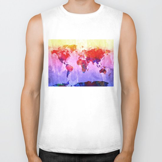 world map Biker Tank