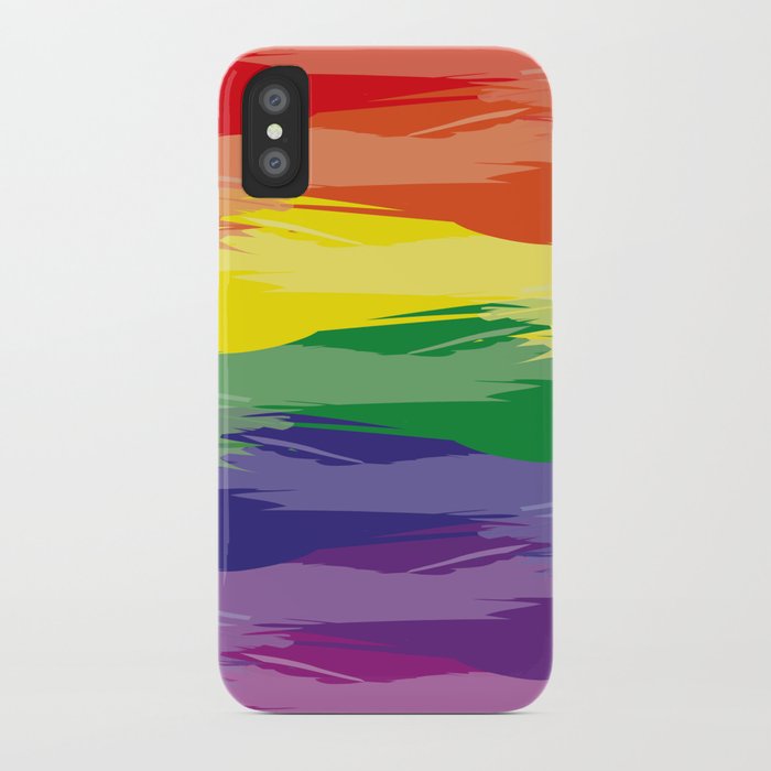 Abstract Rainbow Rainbows Colorful Stripes Brush Strokes Iphone Case By Eclecticatheart