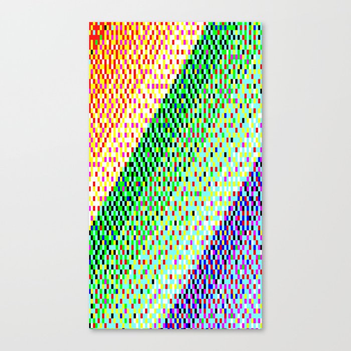 Retro Pixel Art Orange, Green and Purple 8-bit Stripes Canvas Print