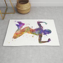 Woman runner jogger jumping powerful Rug | Colorfull, Graphicdesign, Athletes, Muscles, Jumping, Watercolor, Sport, Strength, Happy, Gym 