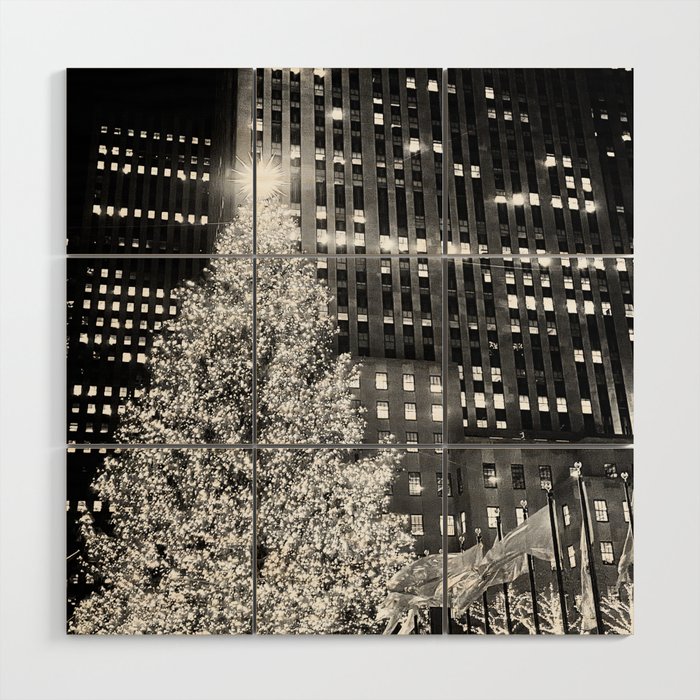Rockefeller Christmas Tree Wood Wall Art
