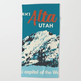 Ski Alta Utah Vintage Ski Poster Beach Towel