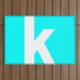 letter K (White & Cyan) Outdoor Rug