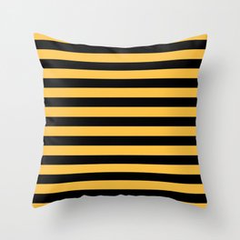 Yellow and Black Bumblebee Stripes Throw Pillow