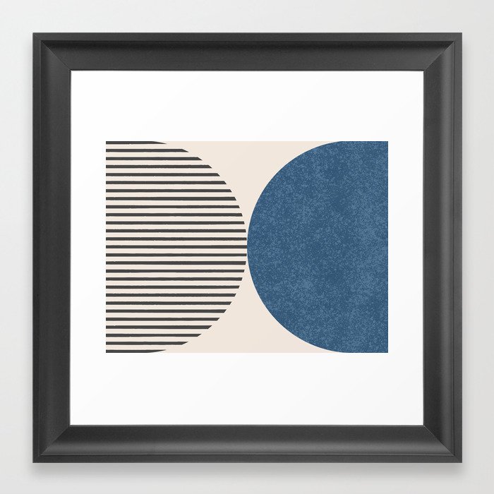 Semicircle Stripes - Blue Framed Art Print