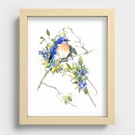 Bluebird and Blueberry Recessed Framed Print