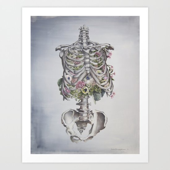 Floral Anatomy Skeleton Art Print