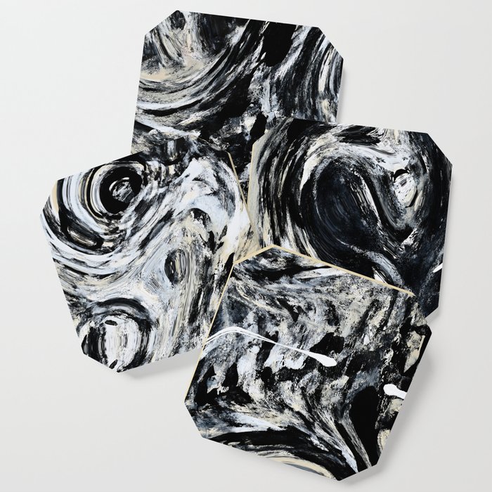 Velocity: A pretty abstract black and white painting by Alyssa Hamilton Art Coaster