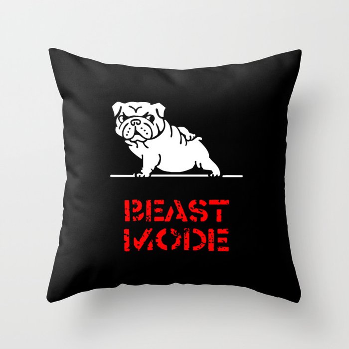 Beast Mode English Bulldog Throw Pillow
