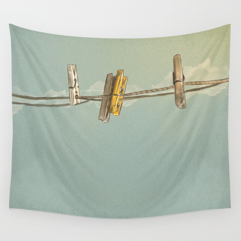 Vintage Clothespin Wall Tapestry By Mina Burtonesque Society6 $12 for a set of six. society6