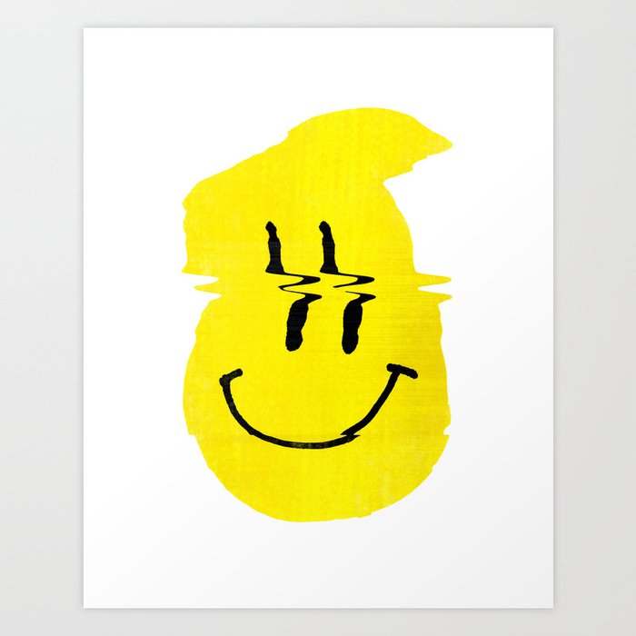 Smiley Glitch Art Print