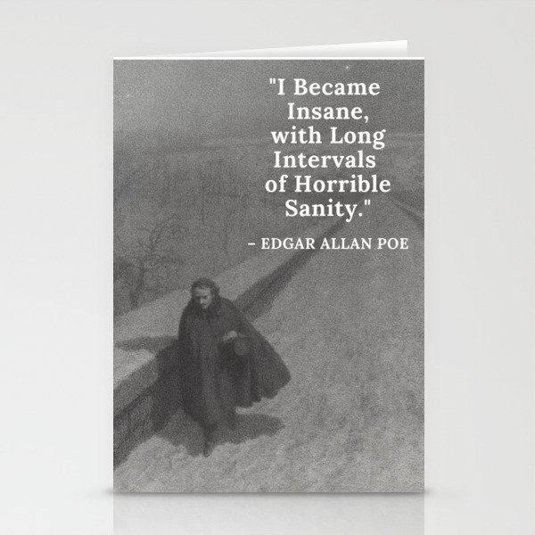 Edgar Allan Poe - I became insane with long intervals of horrible sanity -  Walking the Bronx's High Bridge black and white photograph Stationery Cards