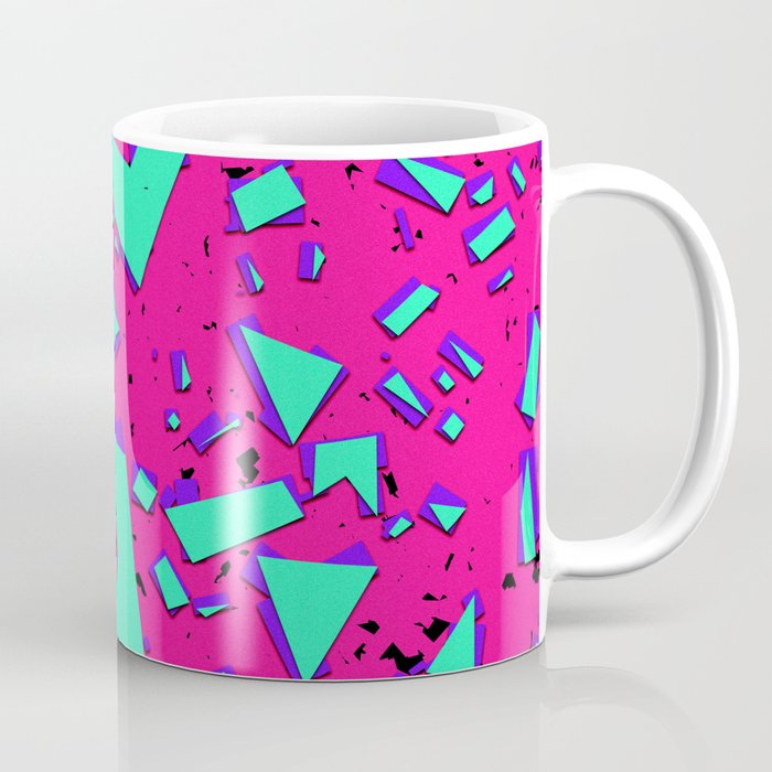 90s Teal And Pink Abstract Geometric Pattern Coffee Mug By