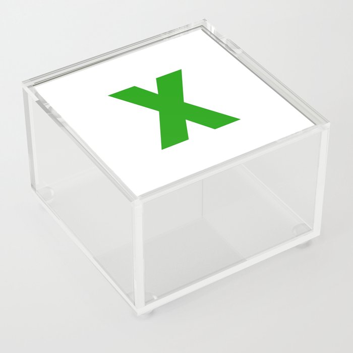 letter X (Green & White) Acrylic Box