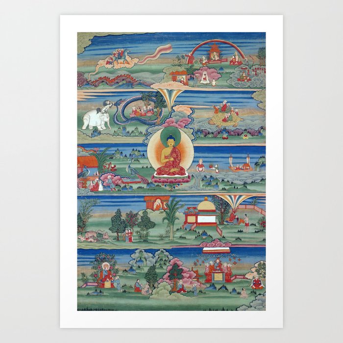 Buddhist Thangka Painting Siddhartha Gautama Shakyamuni Art Print