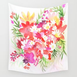 Summer Floral Watercolor Wall Tapestry