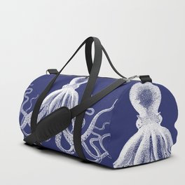 Octopus | Vintage Octopus | Tentacles | Navy Blue and White | Duffle Bag