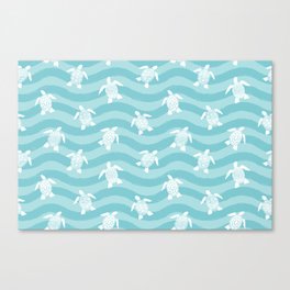Sea Turtle wave pattern. Marine animal Digital Illustration Background Canvas Print