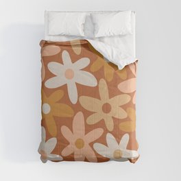 Daisy Time Floral Pattern Clay Blush Ochre Putty Earth Tones Comforter